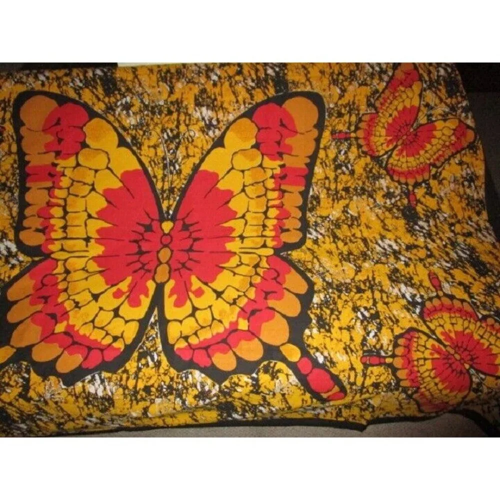 New Large Butterfly Red & Yellow Tapestry Decor Wall Hanging Coverlet Wings NIP